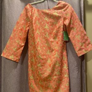 Beautiful pink and green formal midi dress